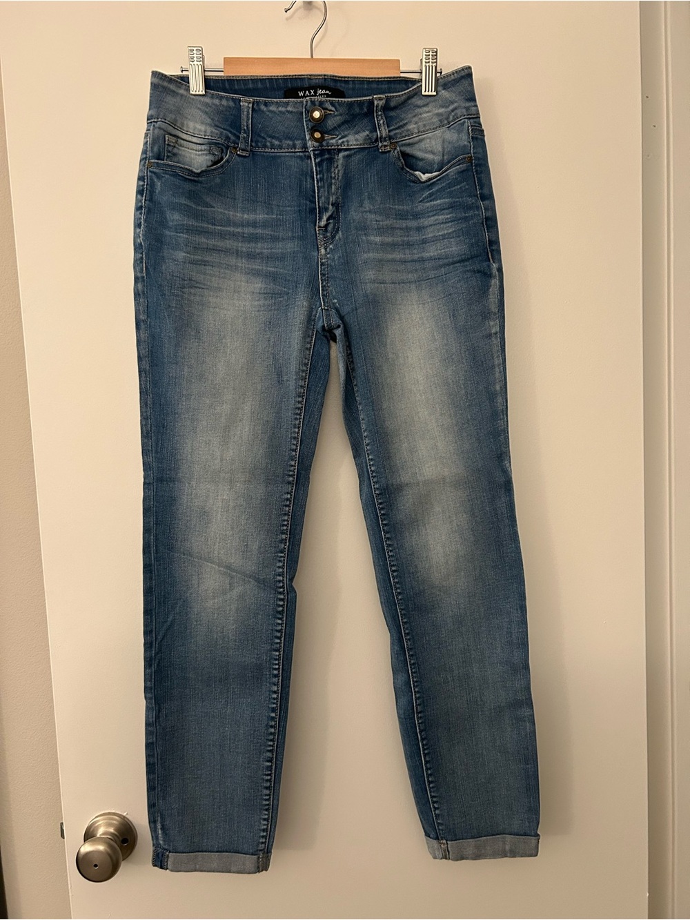 Wax Jean Boyfriend Jeans in Mid Blue with Light Fade
